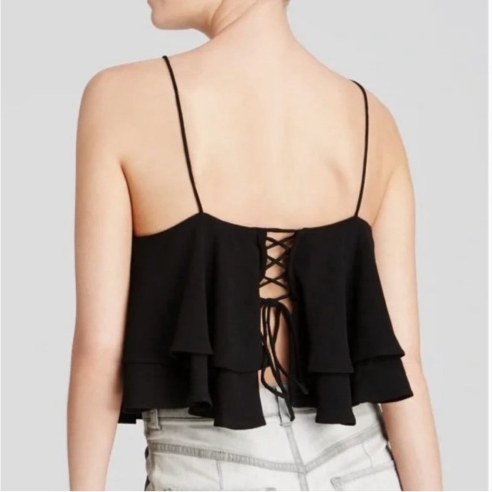 Free People Tropical Wave Black Tiered Tie Back Cami size M - Picture 3 of 10